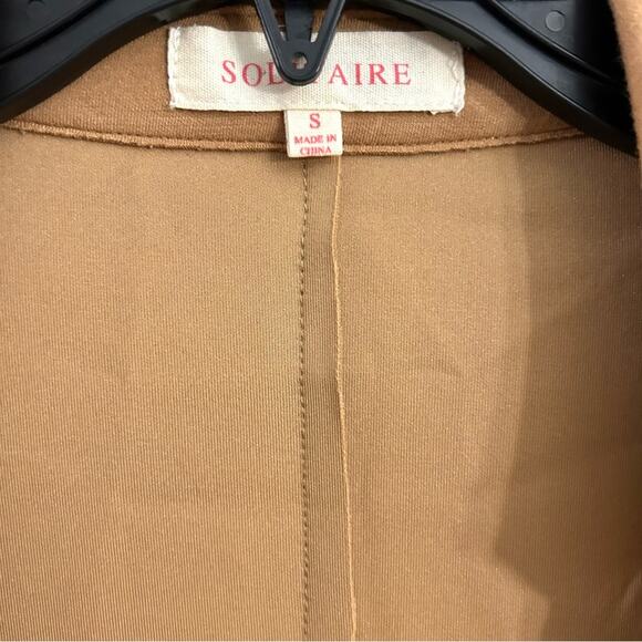 Anthropologie Solitaire camel Long mid length blazer 6 button casual Old Money S - Picture 8 of 11
